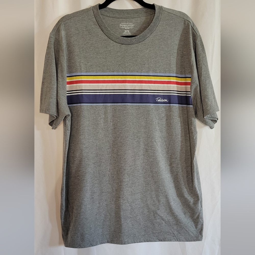 Pendleton Gray Striped Men's T-Shirt Cotton/polySize M Pre-owned Good Condition